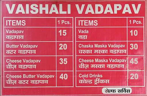 Vaishali Vadapav menu