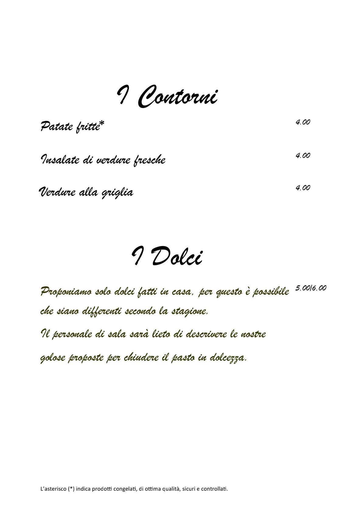 Menu di Pizzeria Paderna 