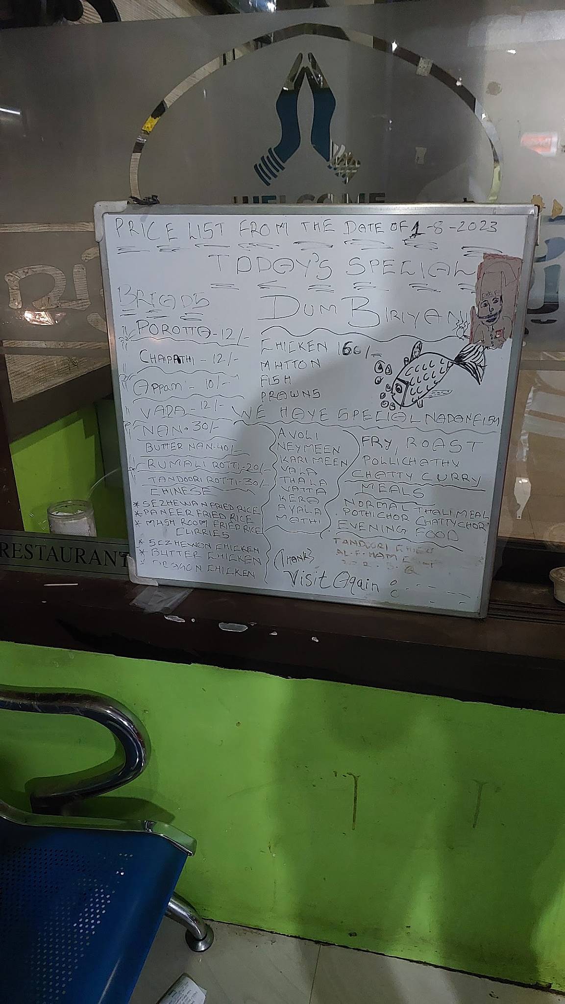 Valyachans family restaurant menu