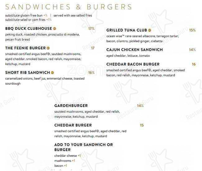 Menu de Cactus Club Cafe West Broadway