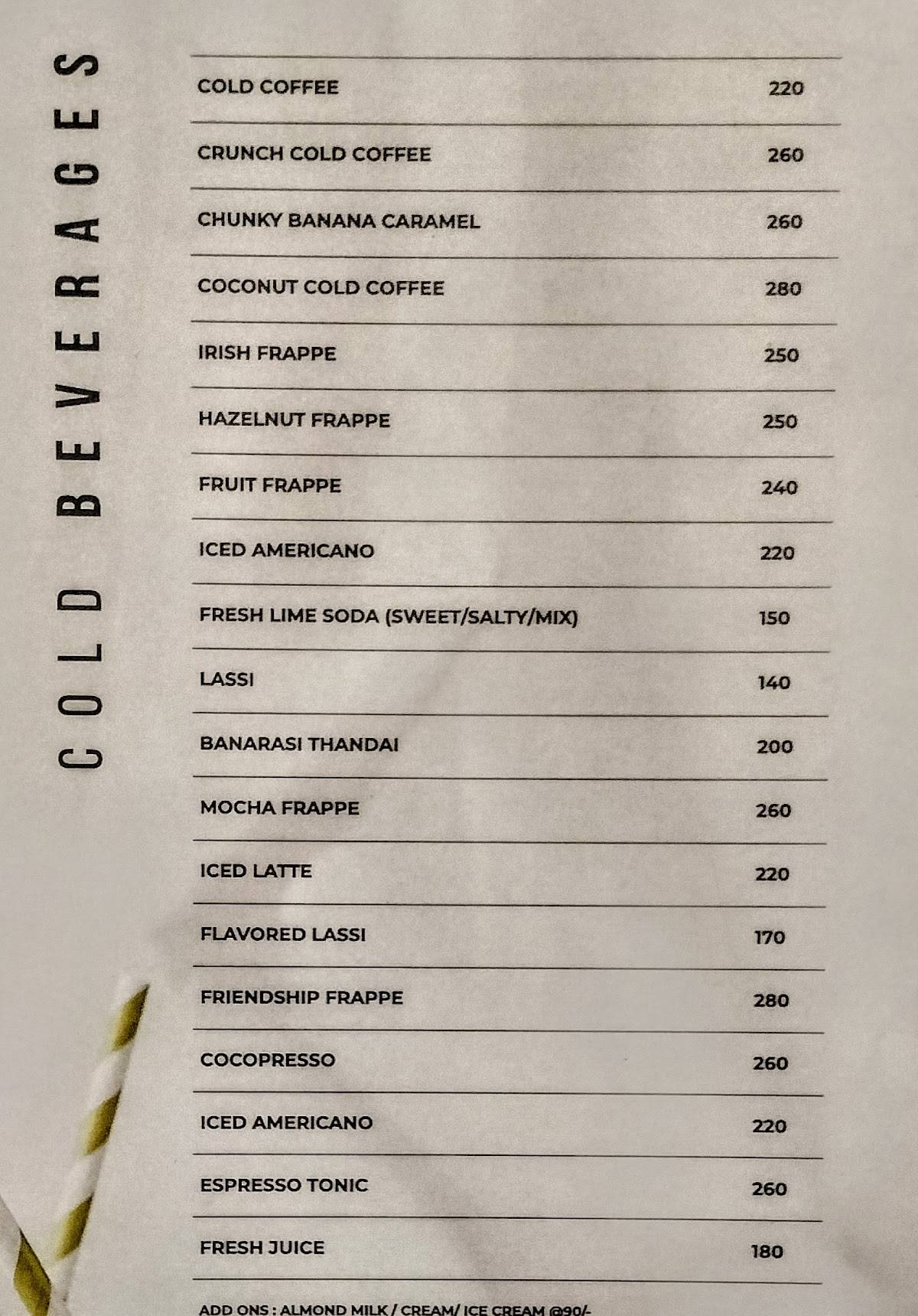 Behind Yellow Doors Diner menu