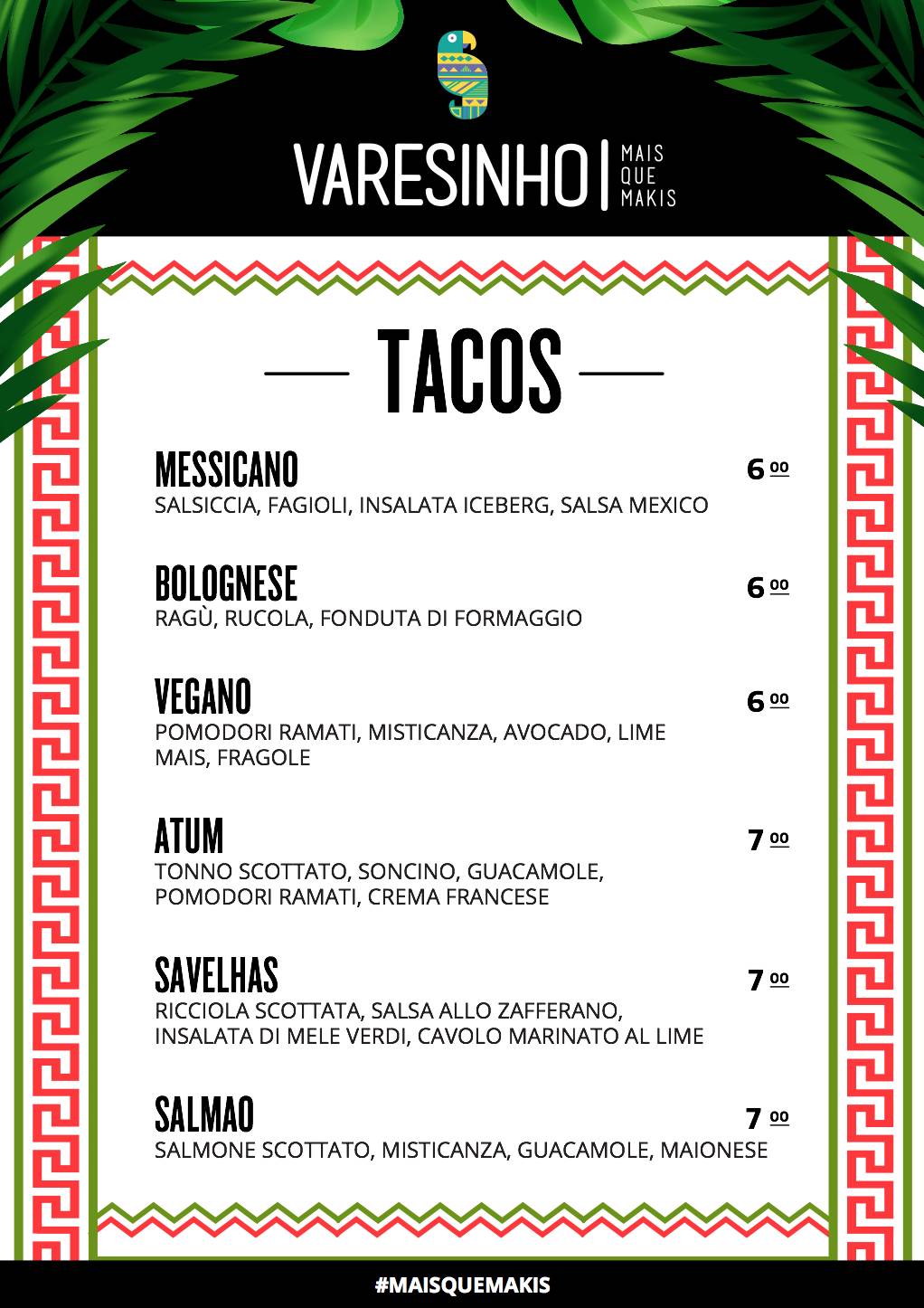 Menu di Varesinho 