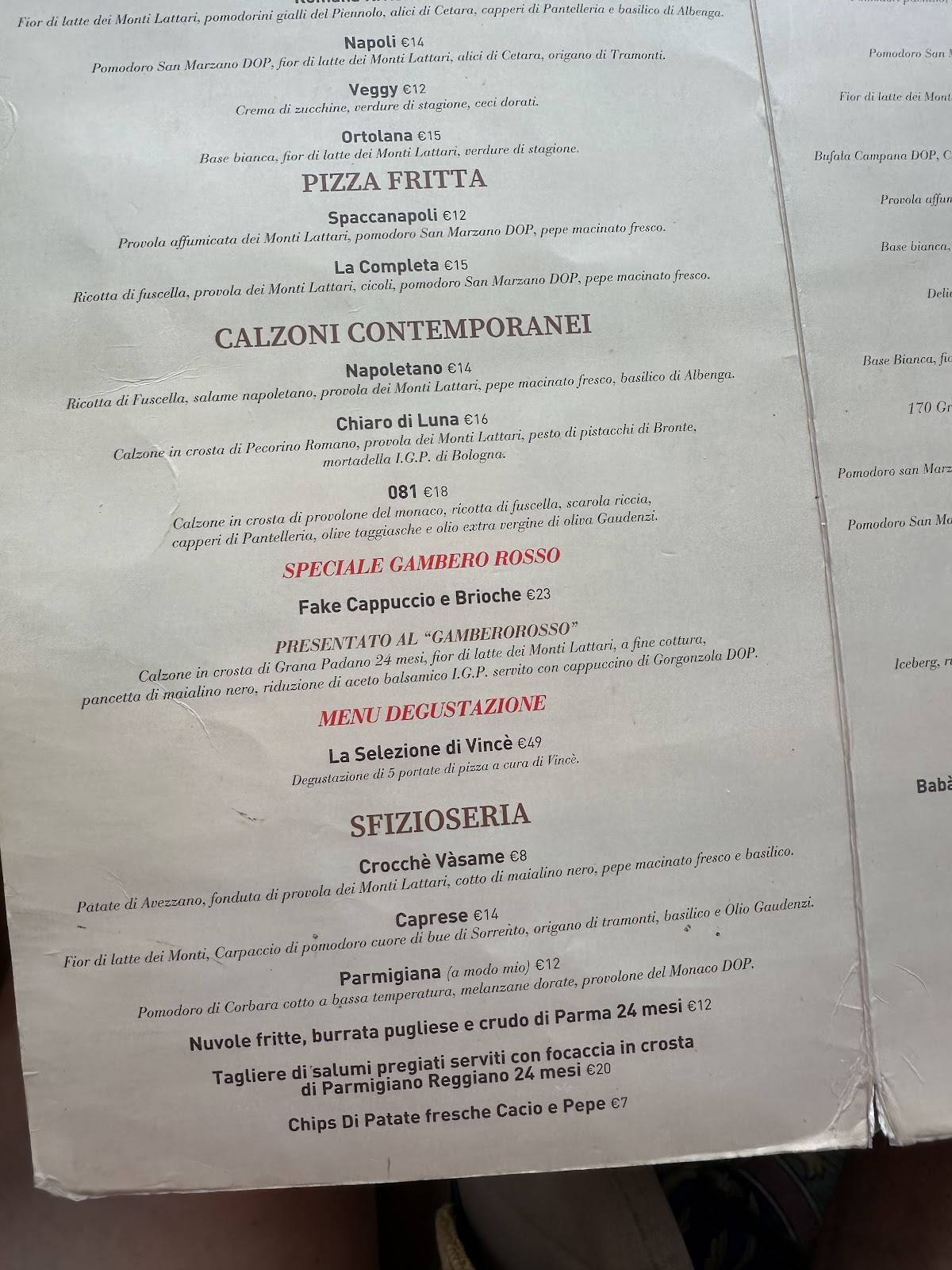 Menu di Vàsame - Pizza e Passione Napoletana • Viareggio 