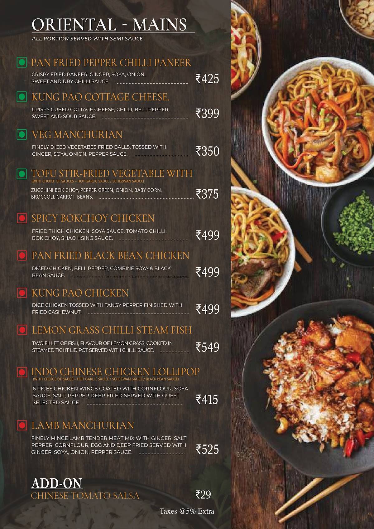 Vedas Earth Bistro menu