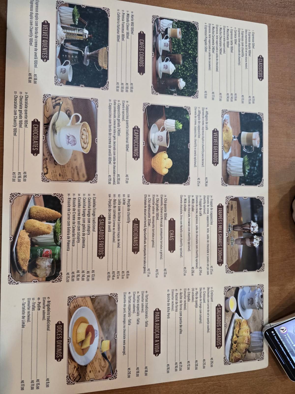 Velvet Café Bistrô cardápio