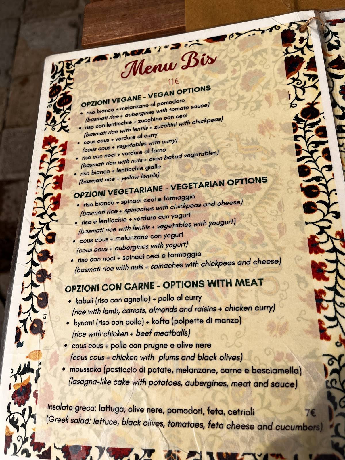 Menu di Orient Experience 