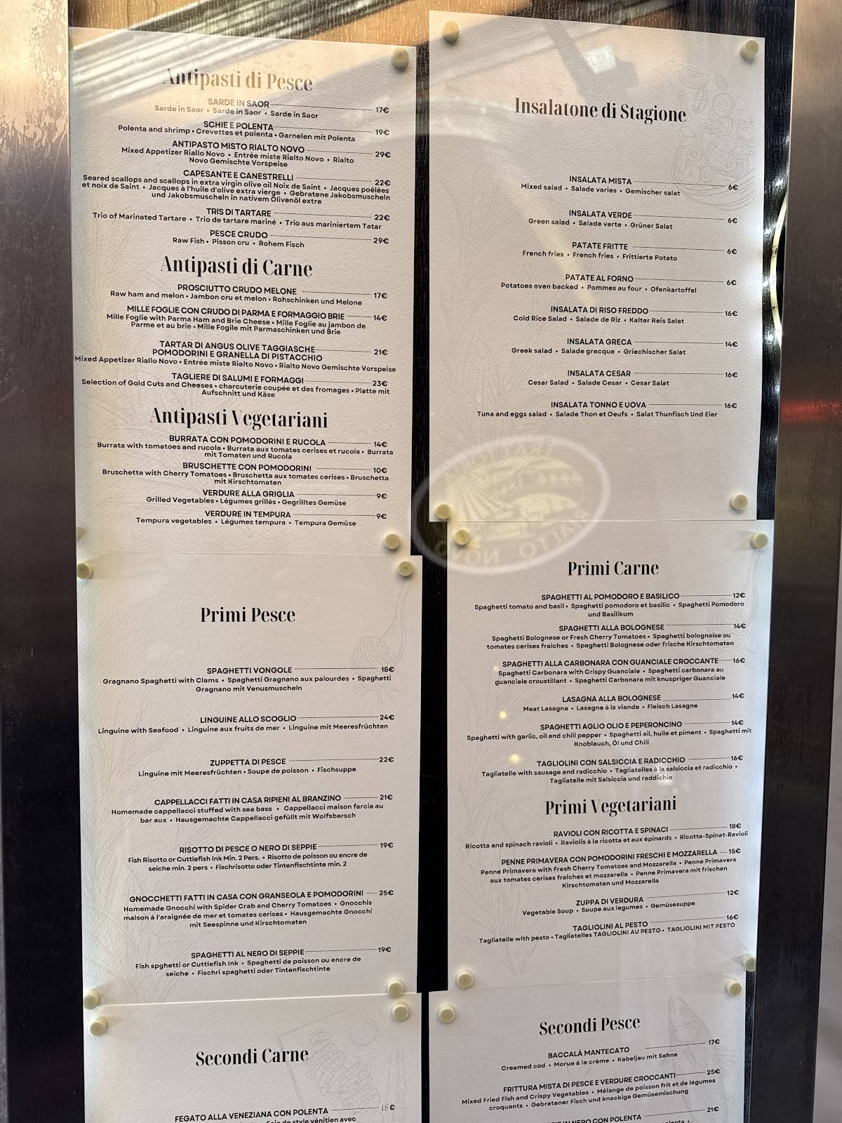 Menu di Trattoria Rialto Novo 