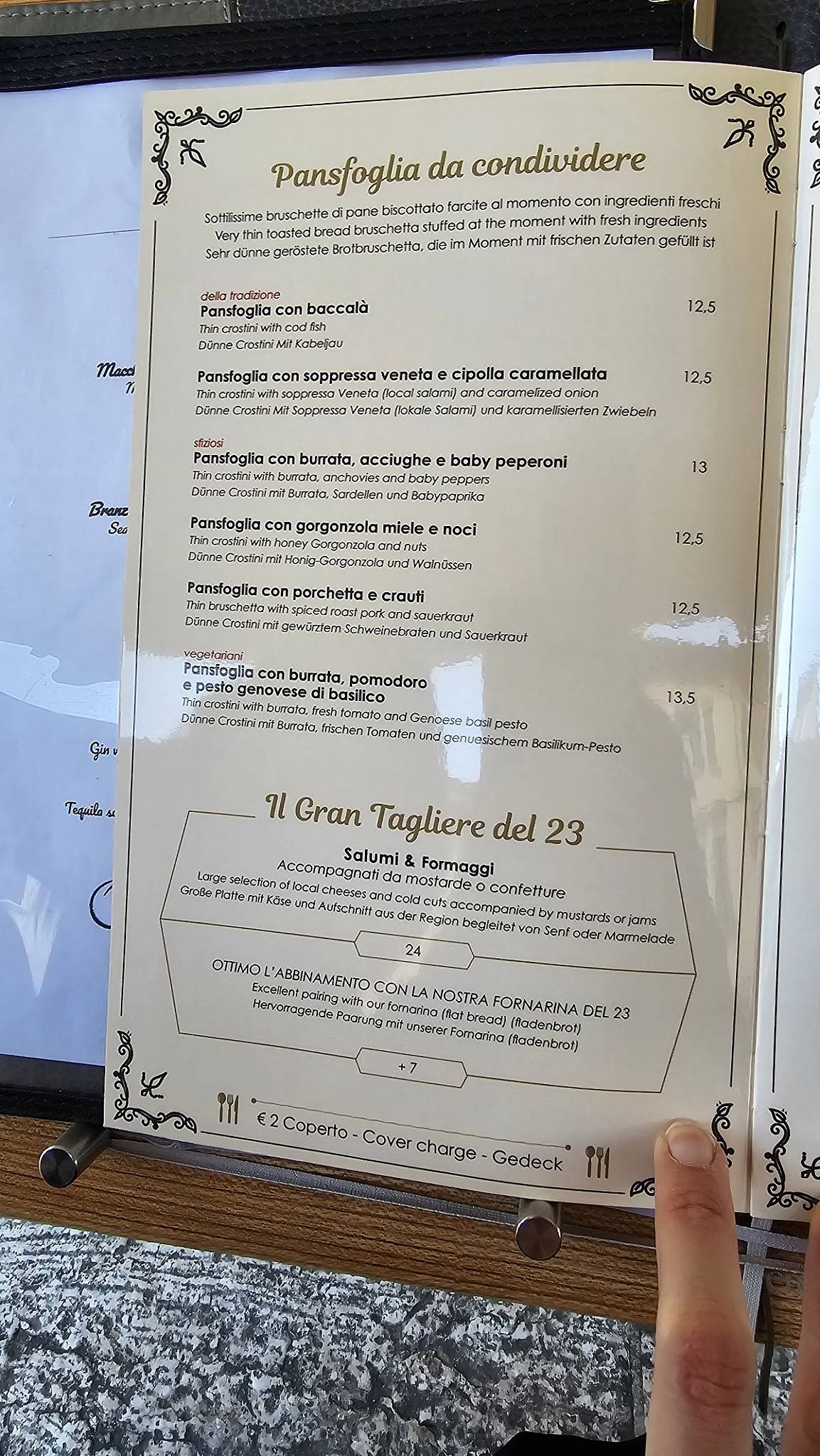Menu di Ostregheteria Sottoriva 23 
