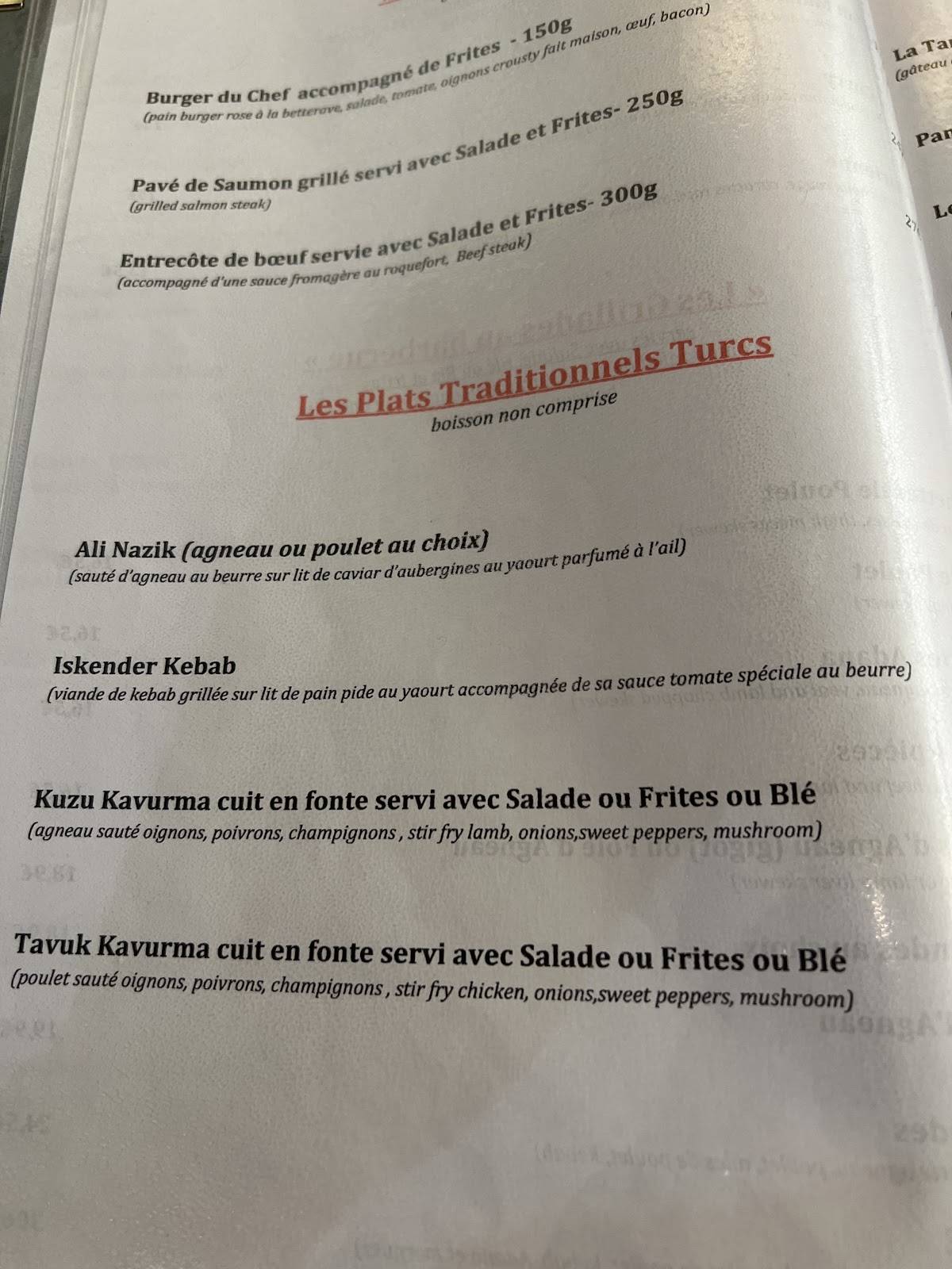 Menu de Versaray restaurant