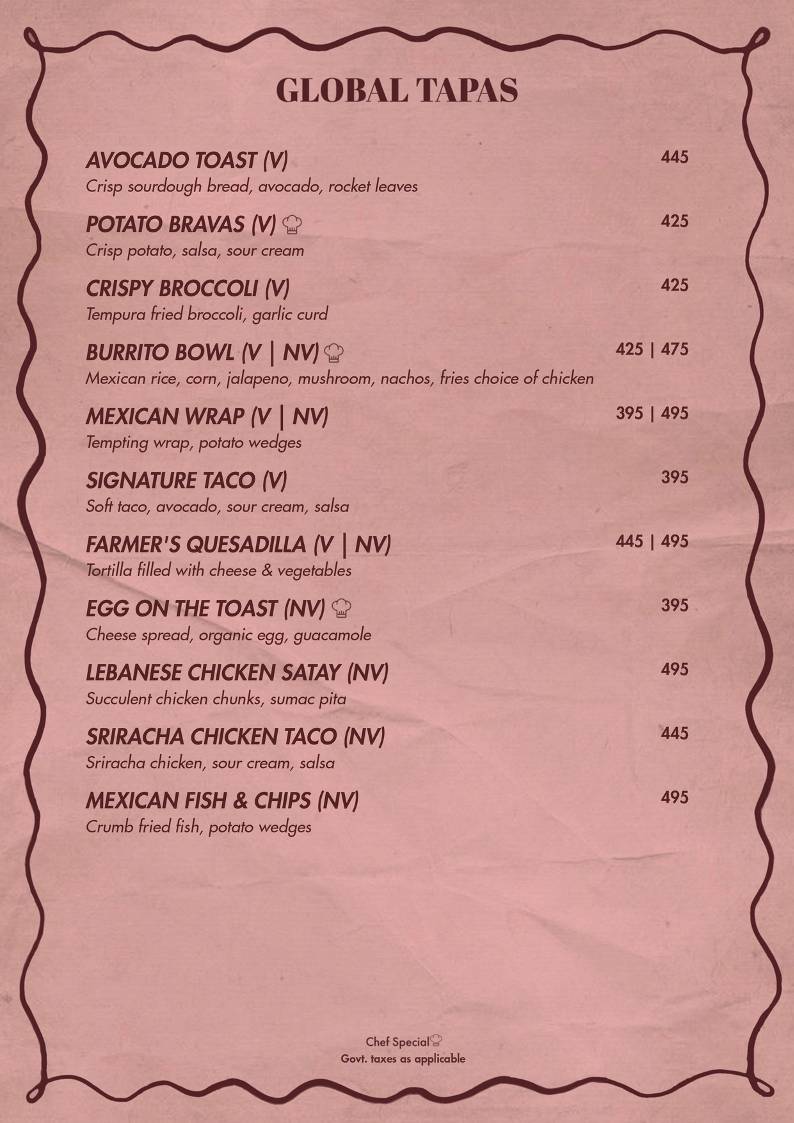 Veu By Dutyfree menu