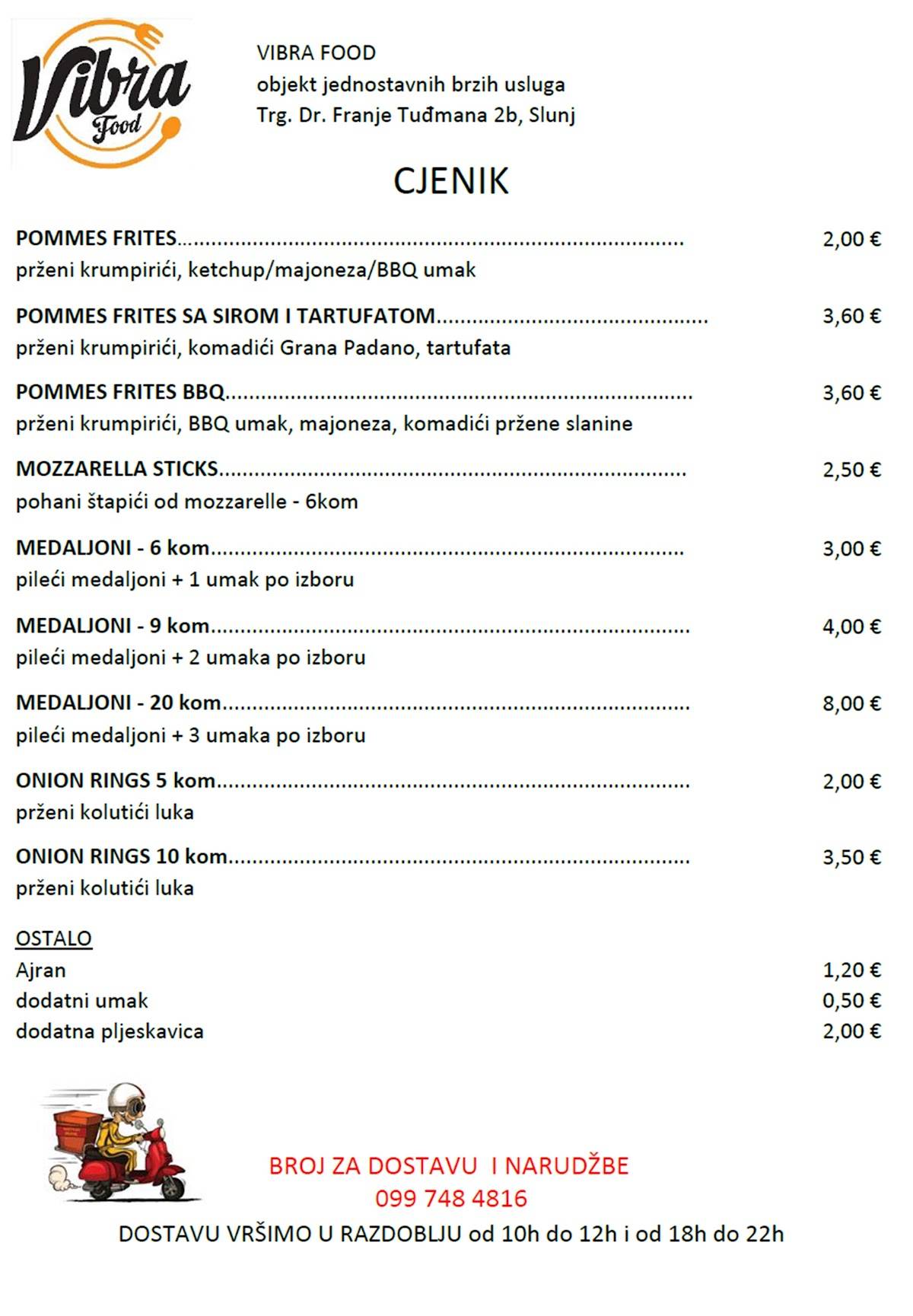 Menu di Vibra Food 