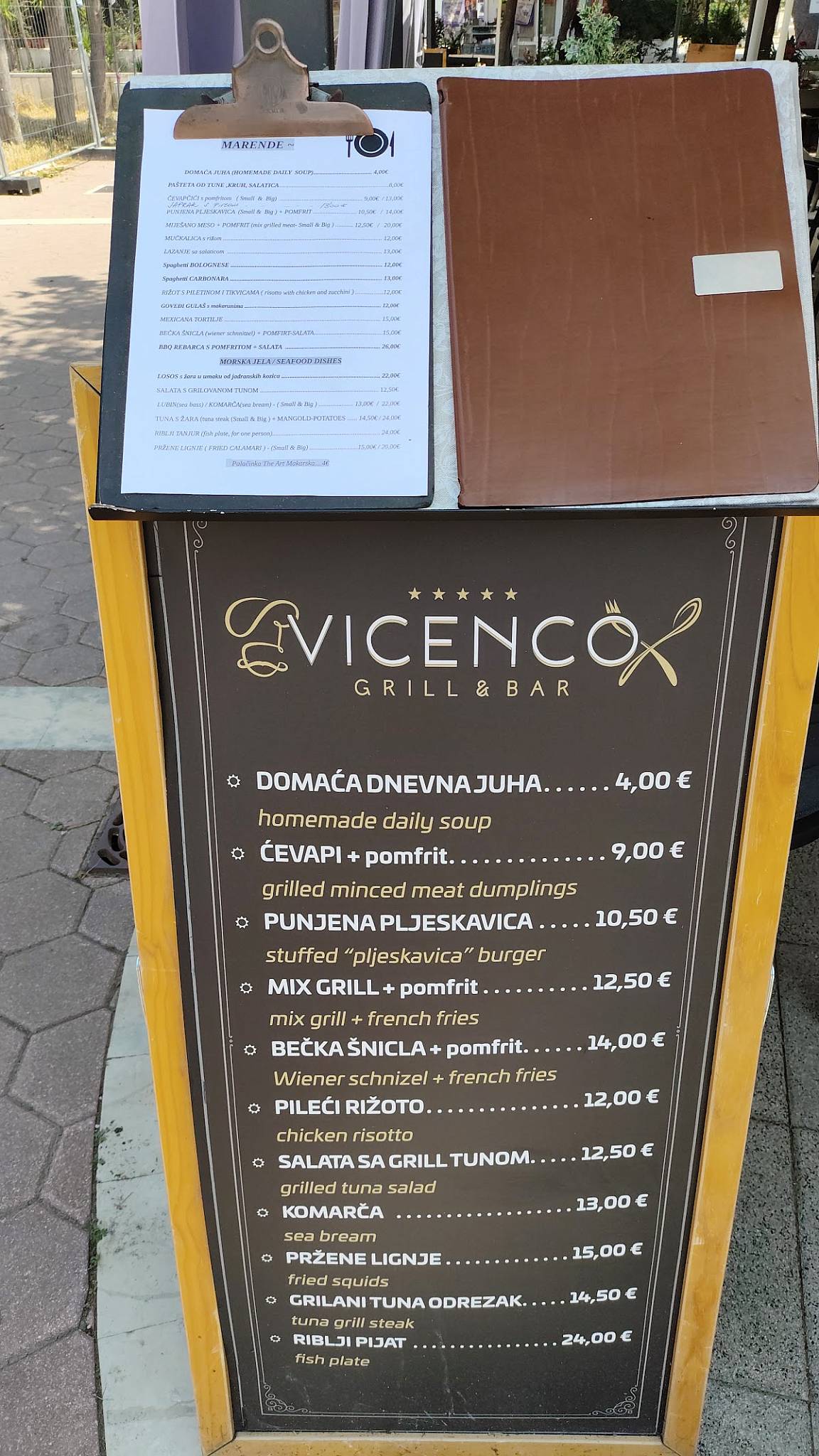 Menu di Vicenco Grill Bar 