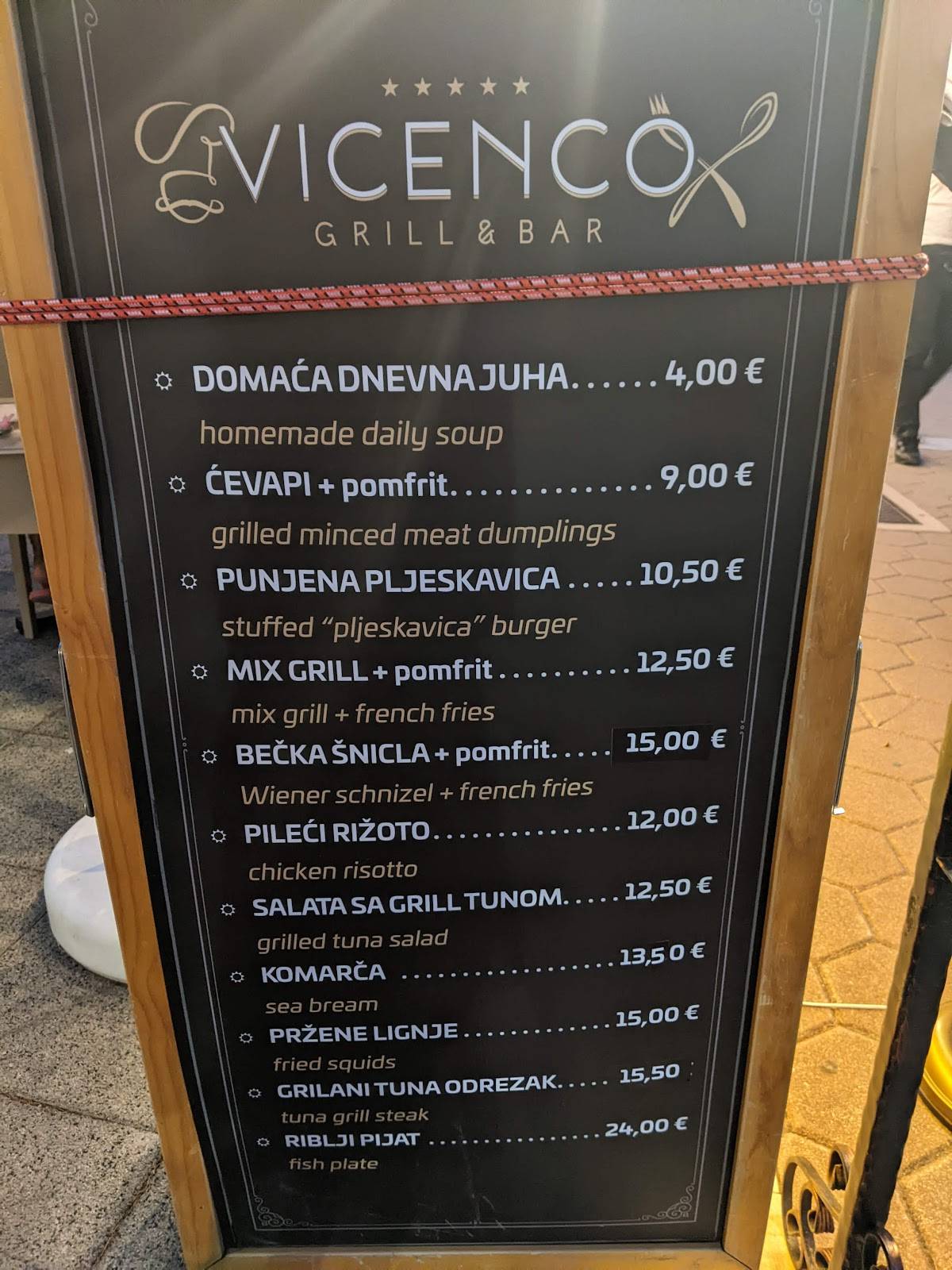 Menu di Vicenco Grill Bar 