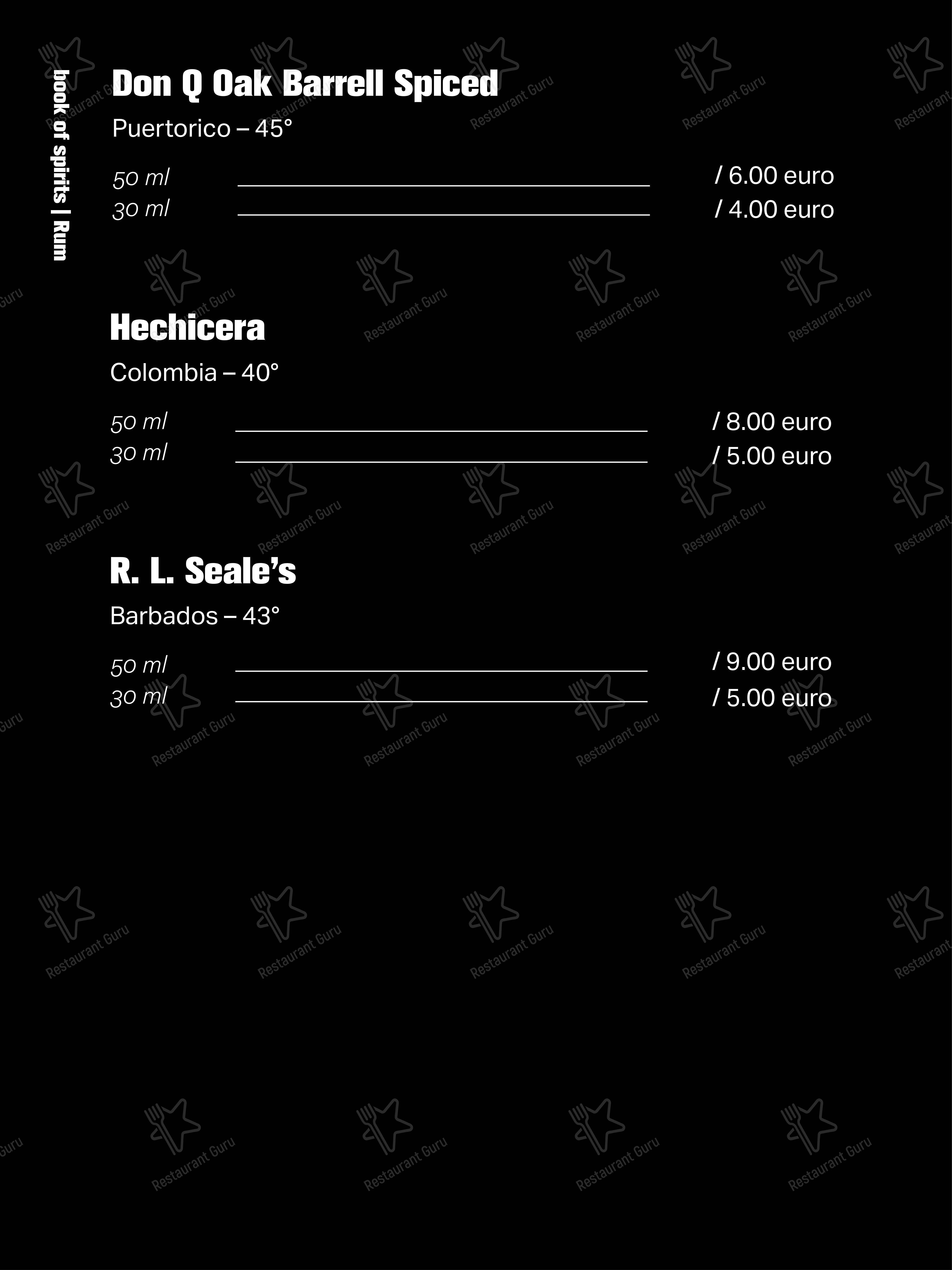 Menu bar per Bar Borsa pub & bar