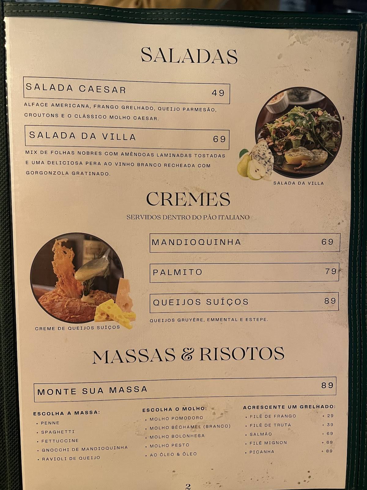 Villa Gourmet cardápio