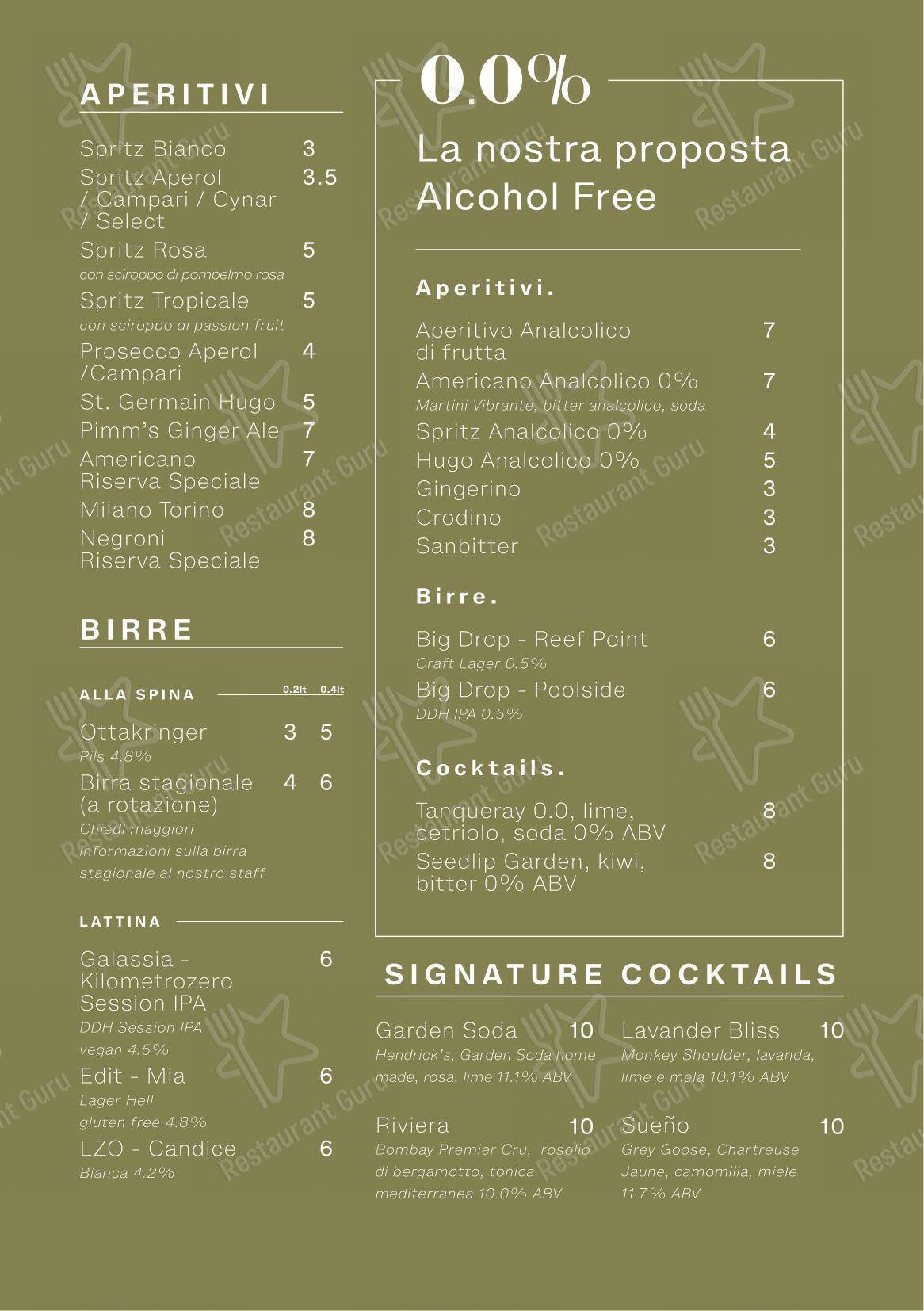 Menu di Villa Varda - Bistrot e Caffè Letterario - Menu