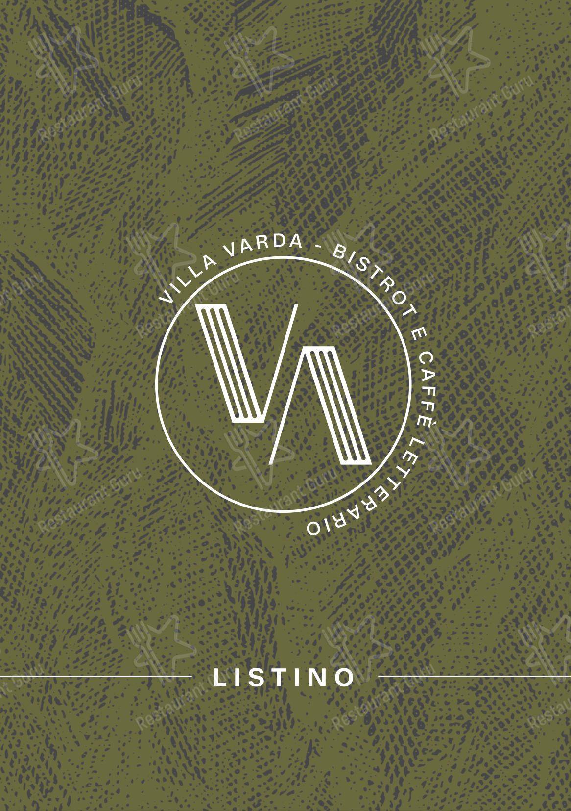Menu di Villa Varda - Bistrot e Caffè Letterario - Menu