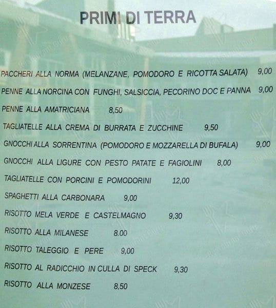 Menu di Tradizione Italiana 