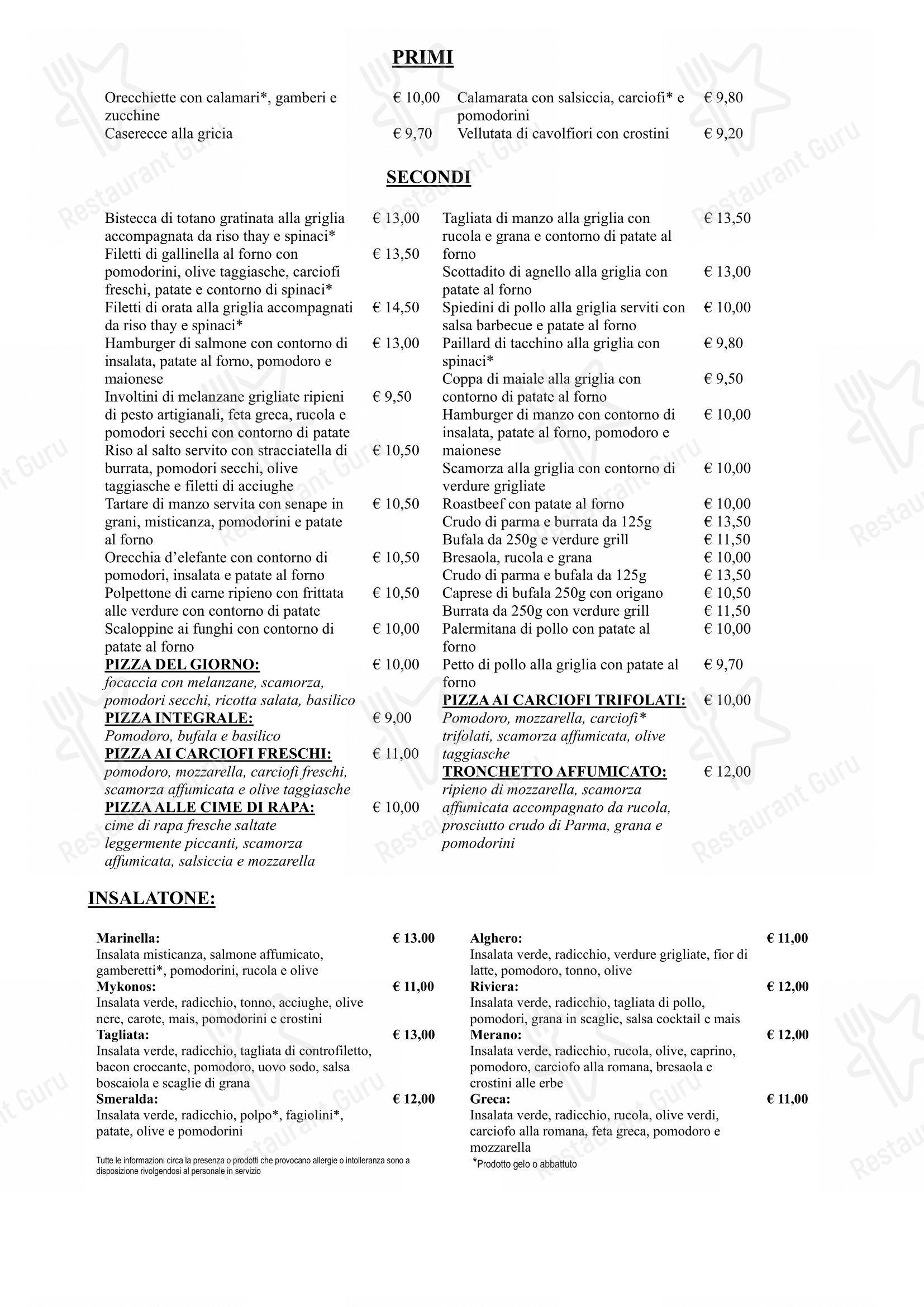 Menu di Tradizione Italiana - Menu bar