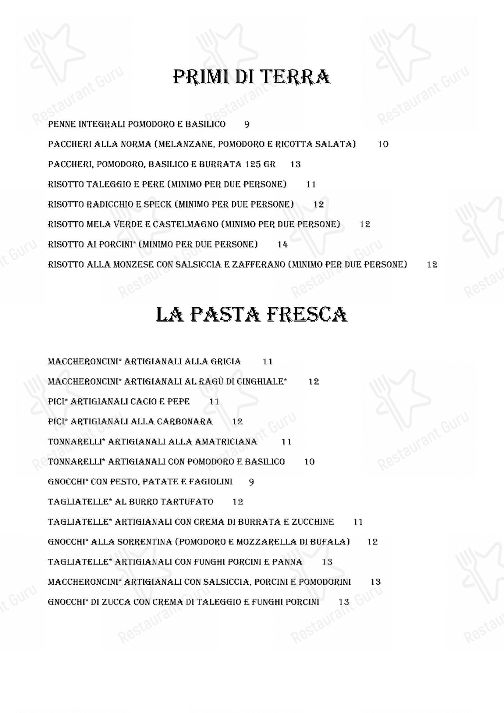 Menu per Tradizione Italiana ristorante