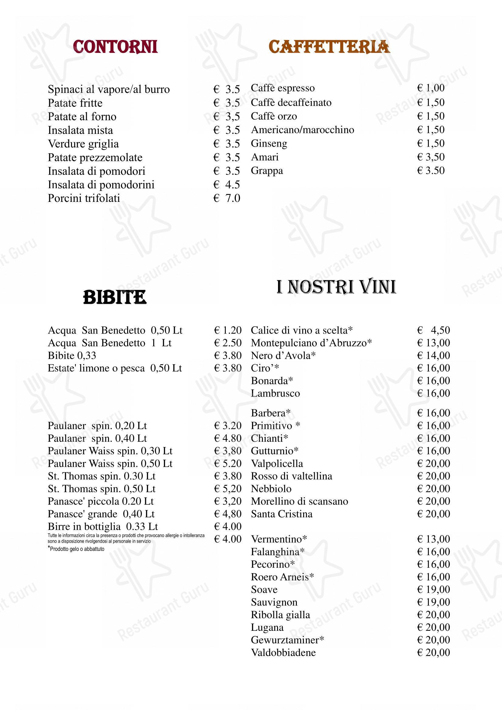 Menu di Tradizione Italiana - Menu bar