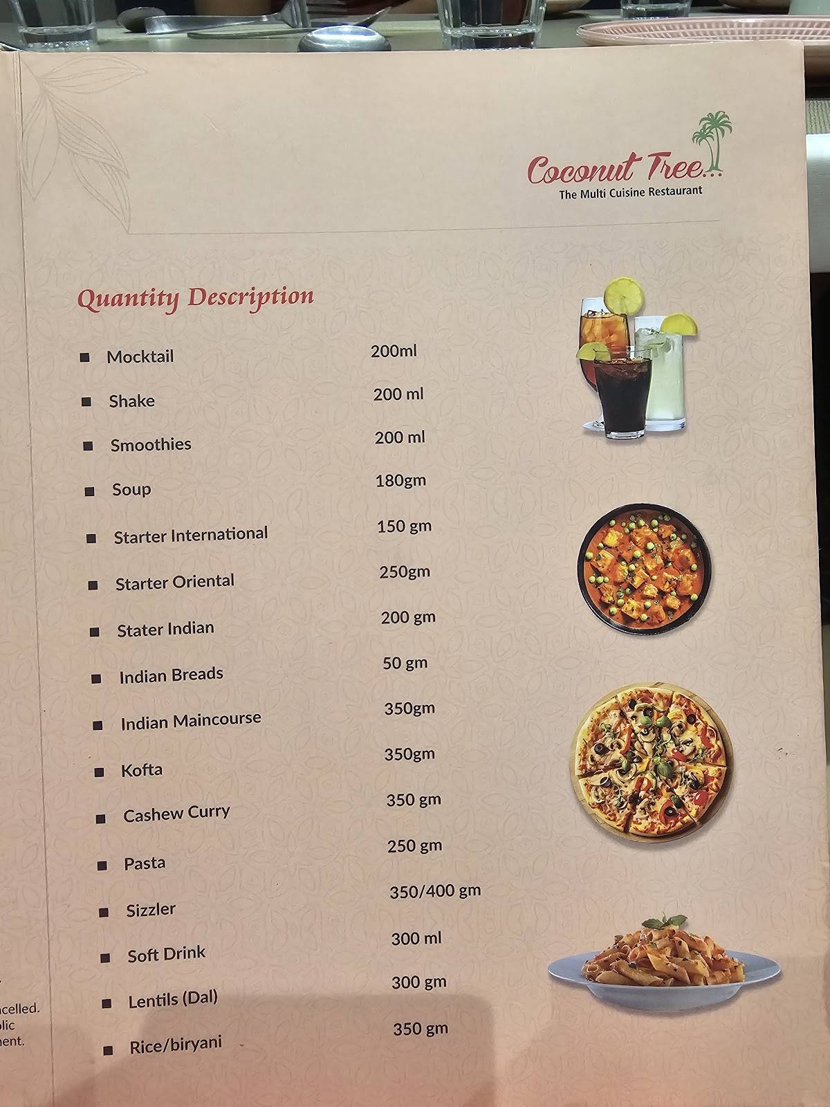 Vishala Park menu