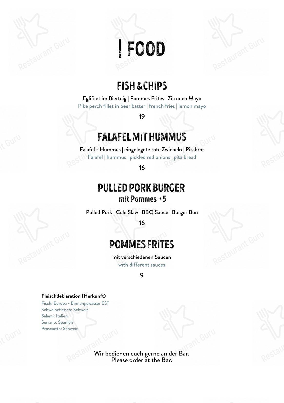 Menu bar per Volta Bräu in Basilea