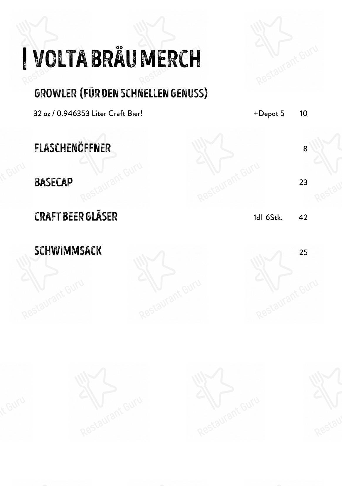 Menu bar per Volta Bräu pub & bar