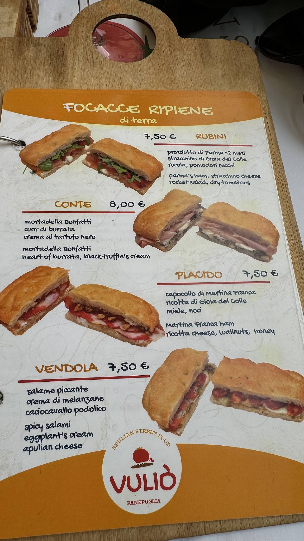 Menu di Vuliò 
