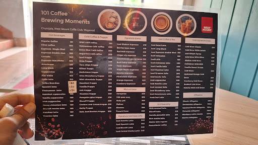 WEST MOUNT COFFEE CLUB CAFÉ menu