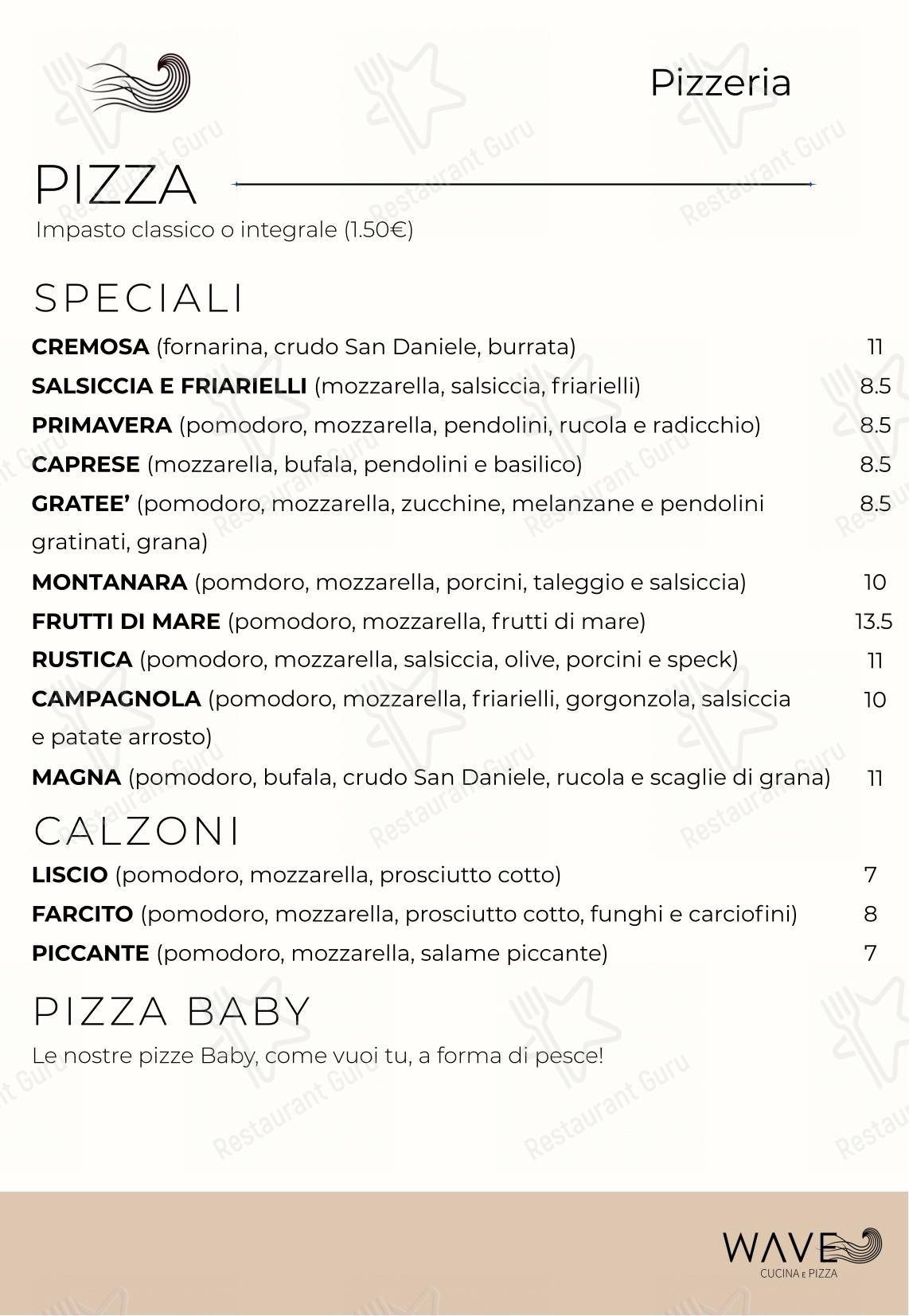 Wave - cucina e pizza in Igea Marina - Menu