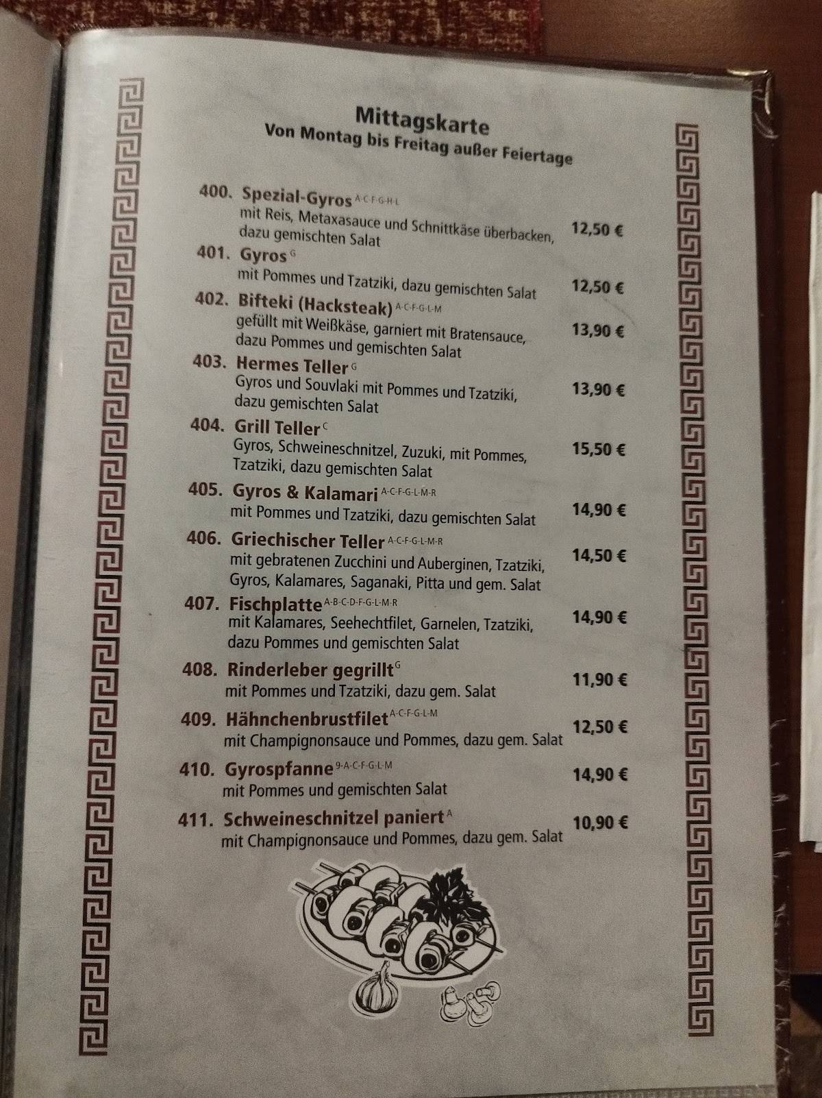 Menu de Restaurant Axion-Delphi