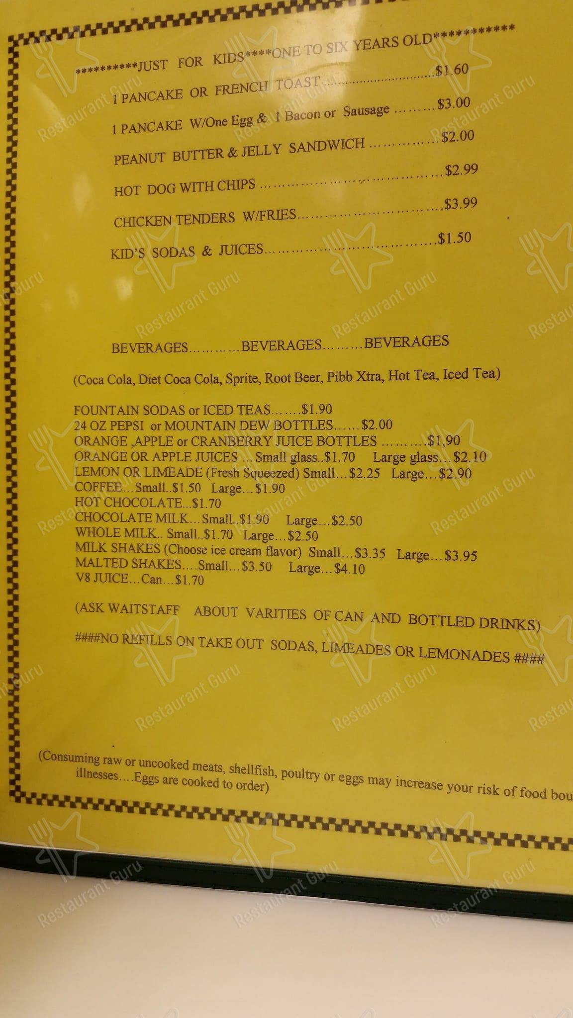 Menu at Westbury Cafe, Richmond