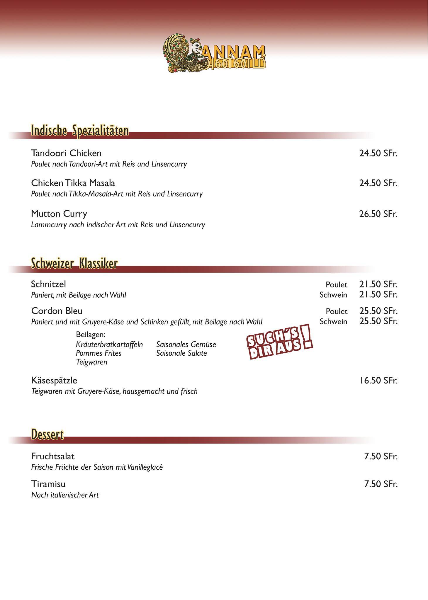 Menu di Annam 