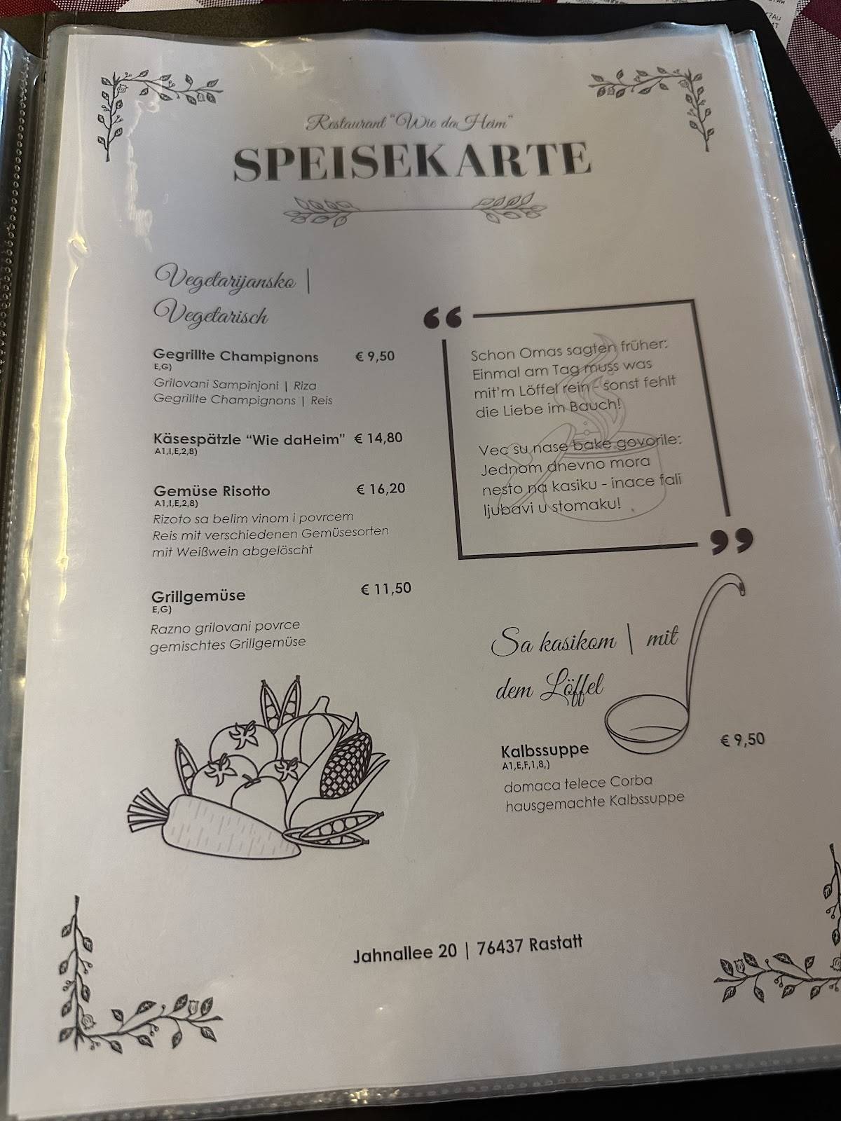 Menu de Wie daHeim