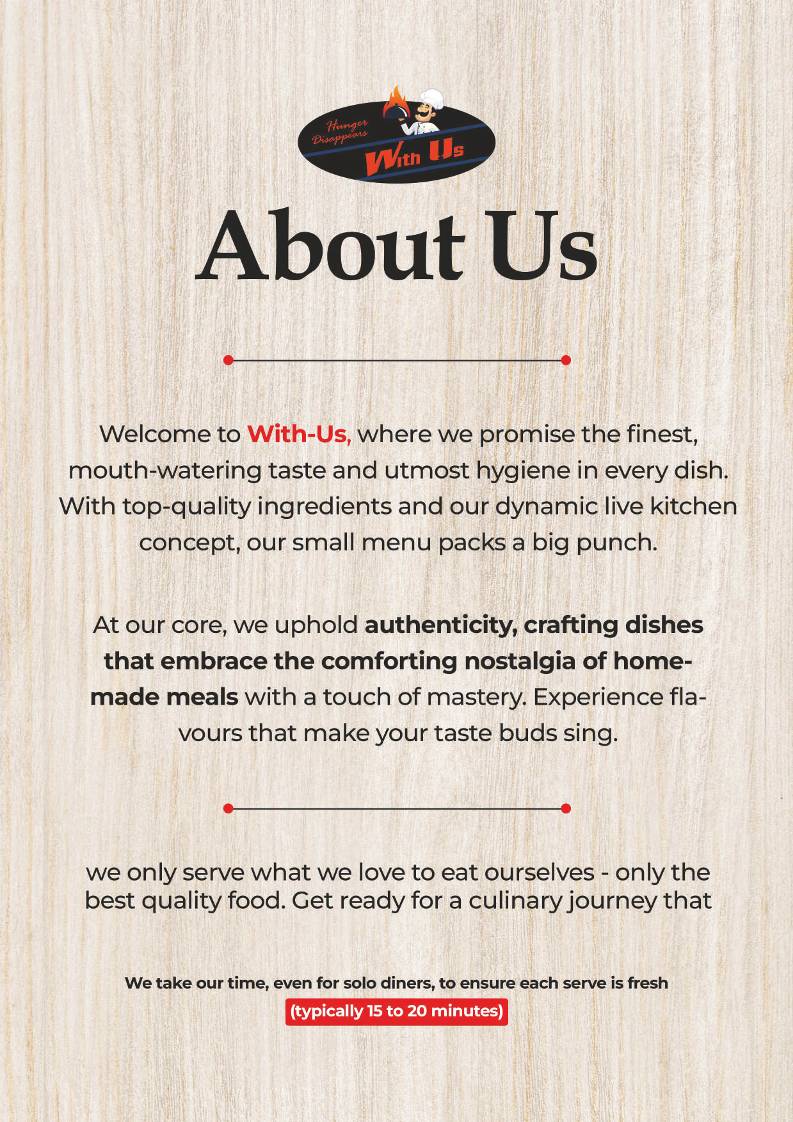 With Us : Your Indian food spot menu