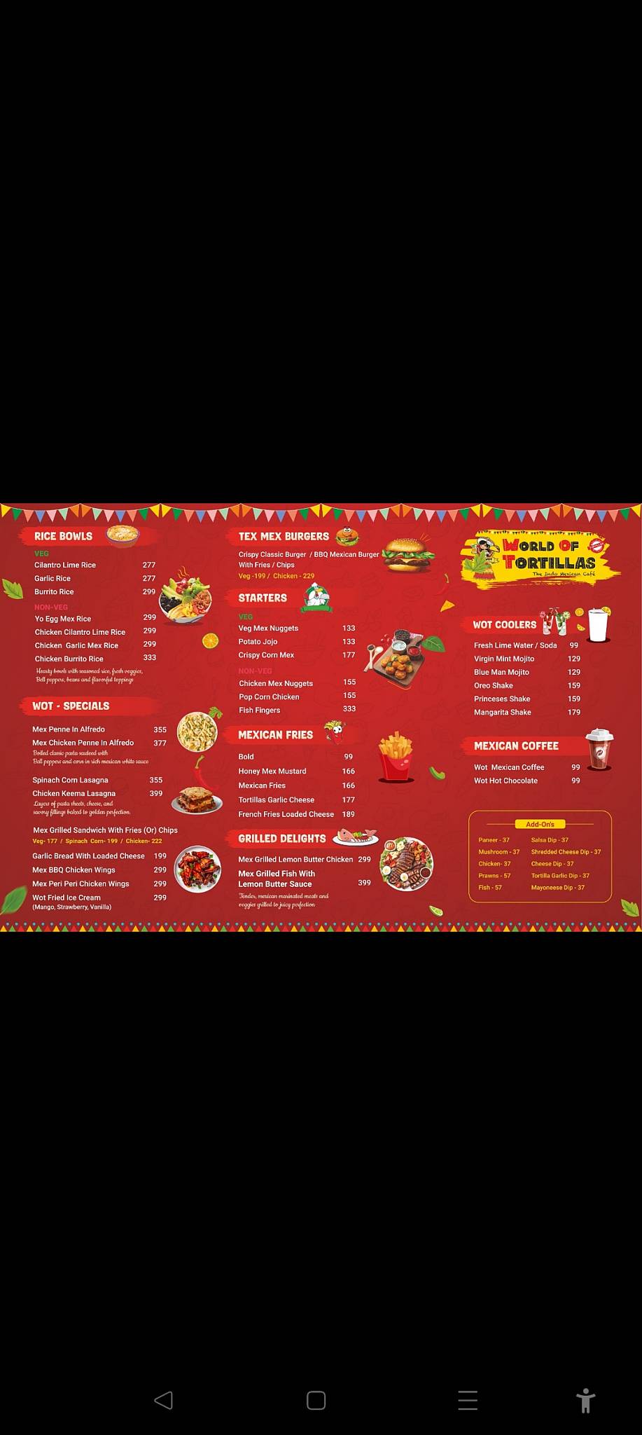 World Of Tortillas menu