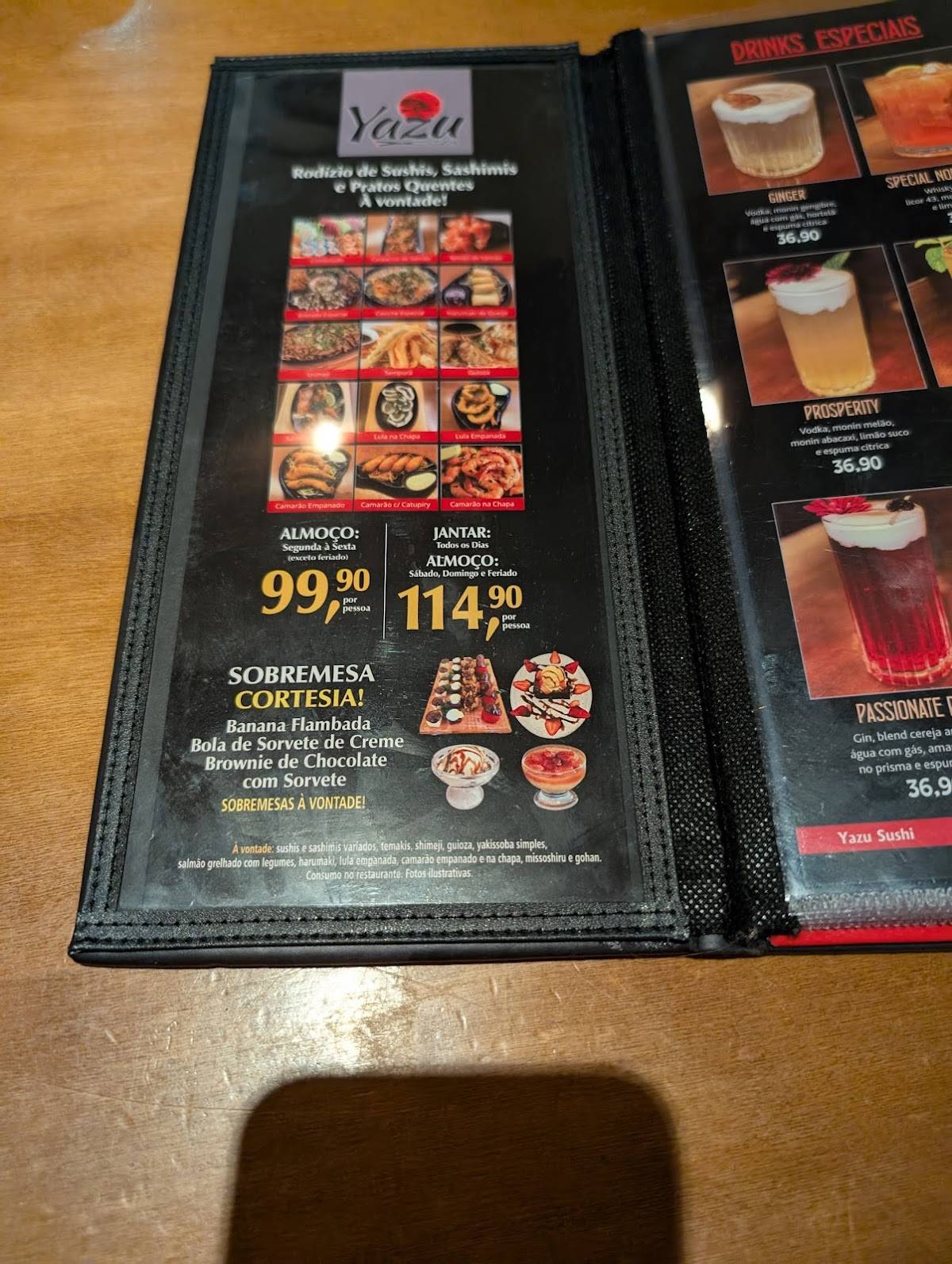 YAZU Sushi cardápio