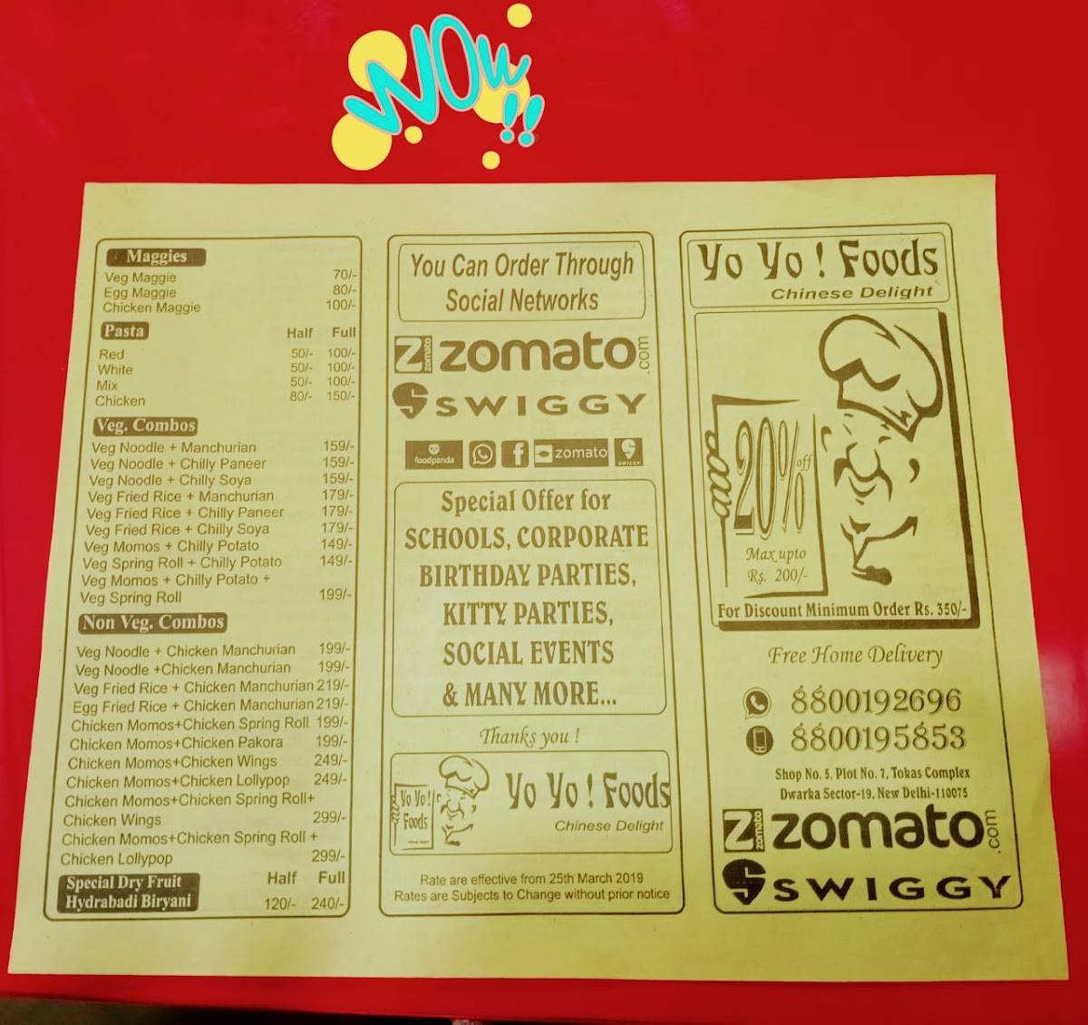 Yo Yo! Foods - Chinese Delight menu