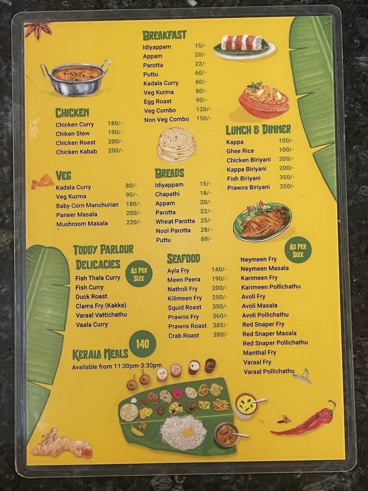 Yumm Keralam menu