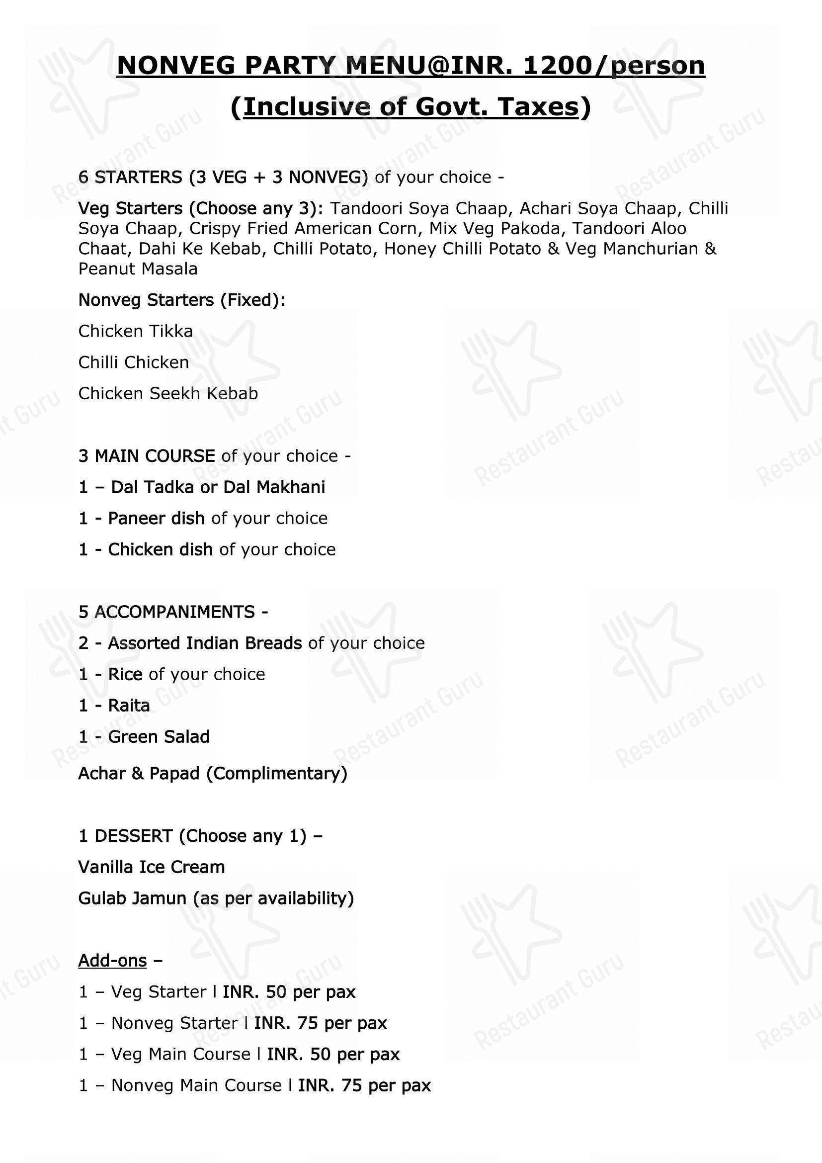 Yummy Tummy - Noida's 1st BYOB Cafe - Menu bar