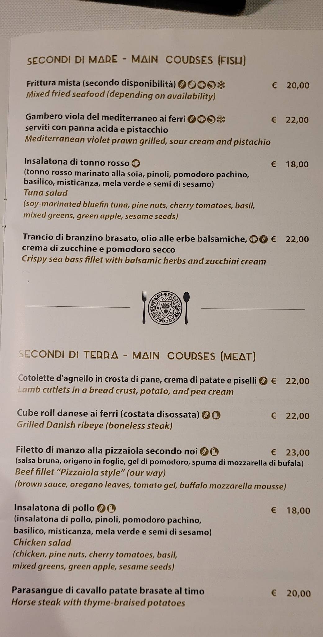 Menu di Zenith Ristorante Pizzeria Enoteco 
