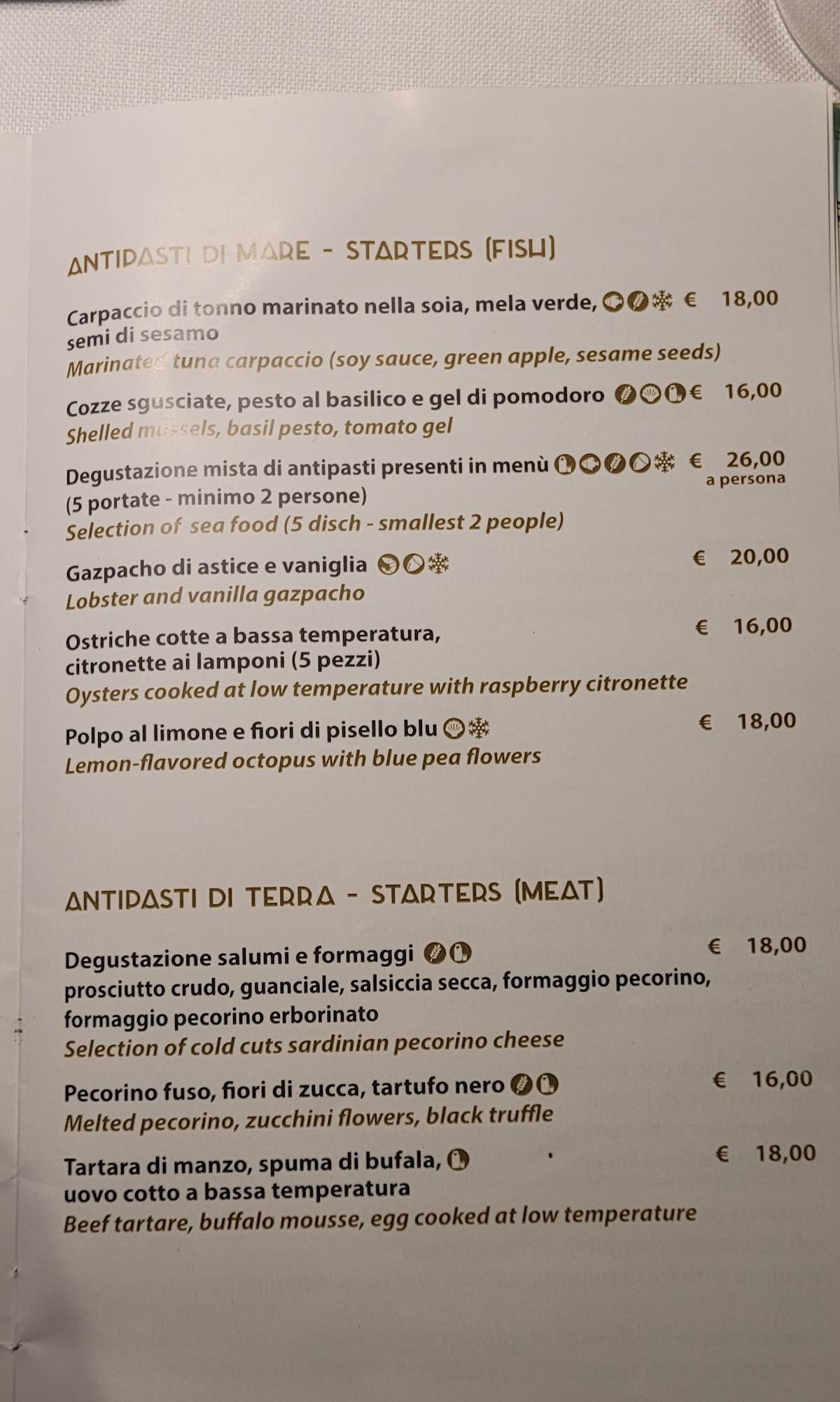 Menu di Zenith Ristorante Pizzeria Enoteco 