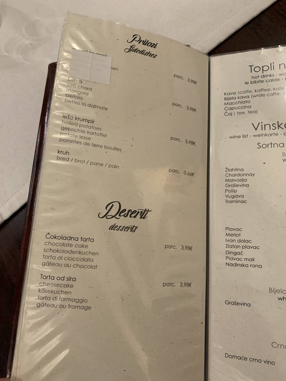 Menu di Restoran Konoba Martinac 