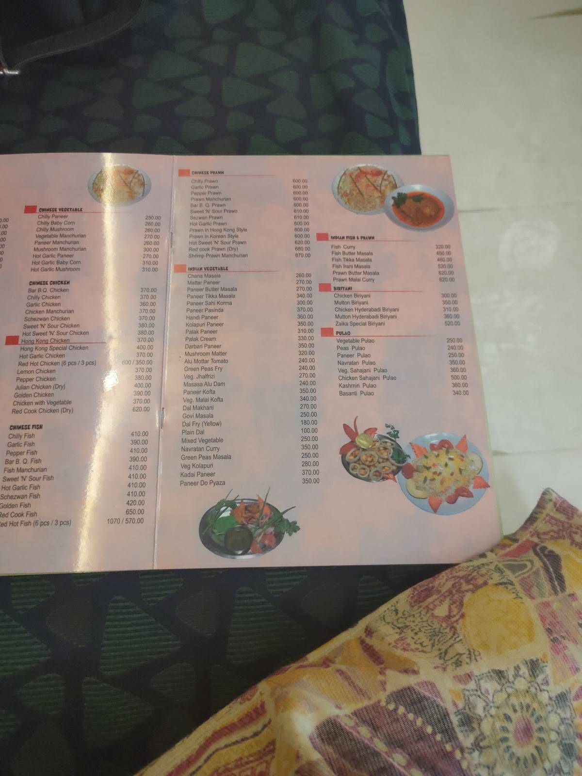 Zaika Bar and Restaurant menu