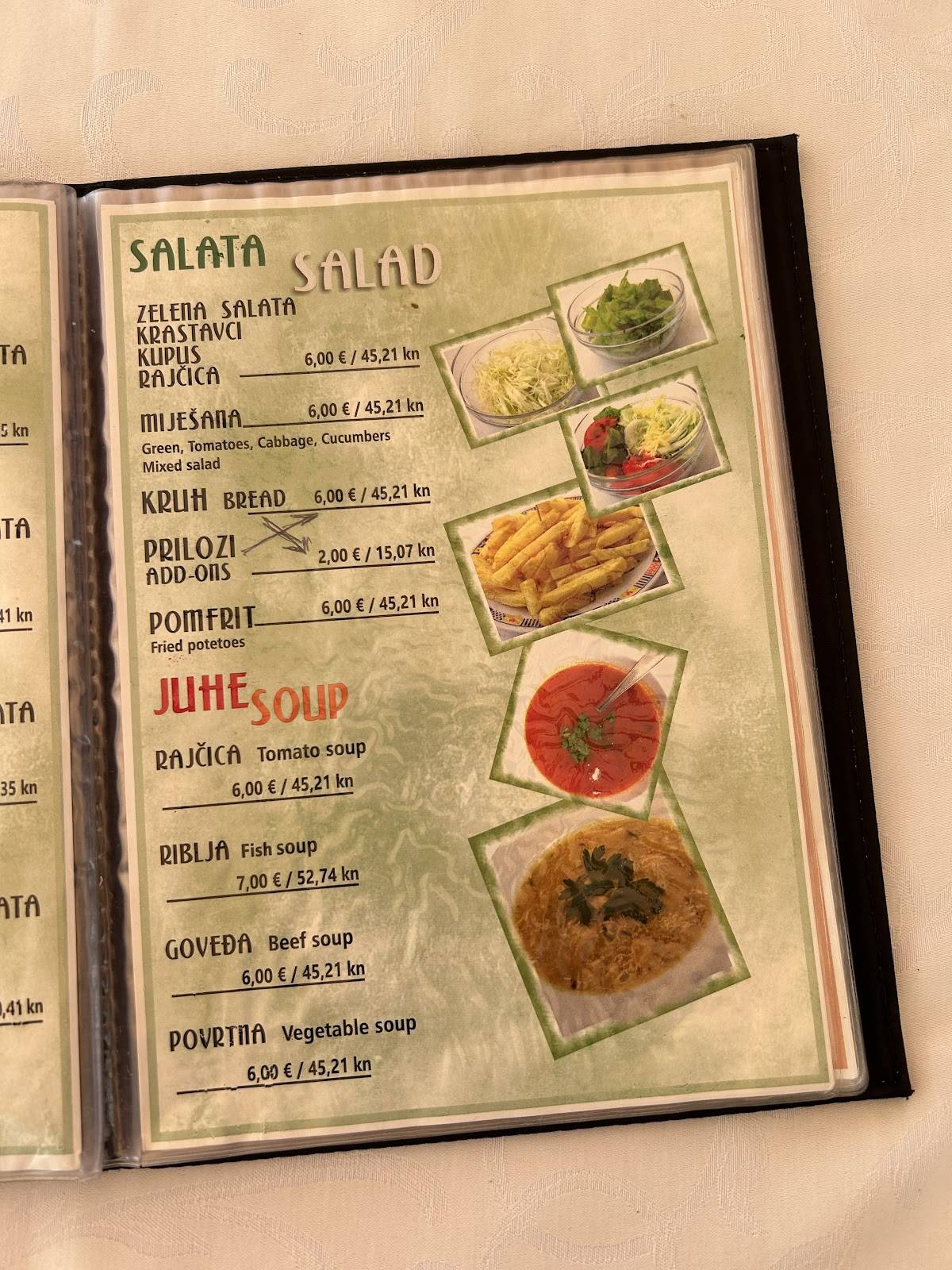 Menu de Zalogajnica "Rade"