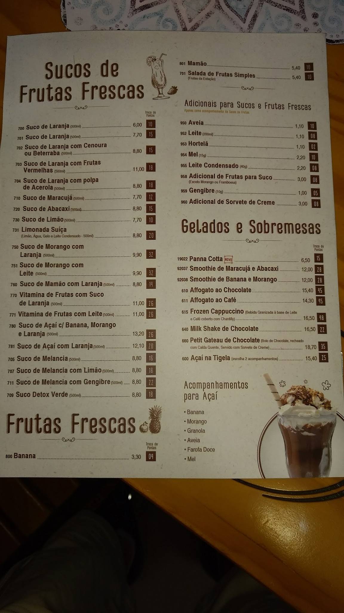 Zappa's Pães e Tentações - Belvedere cardápio