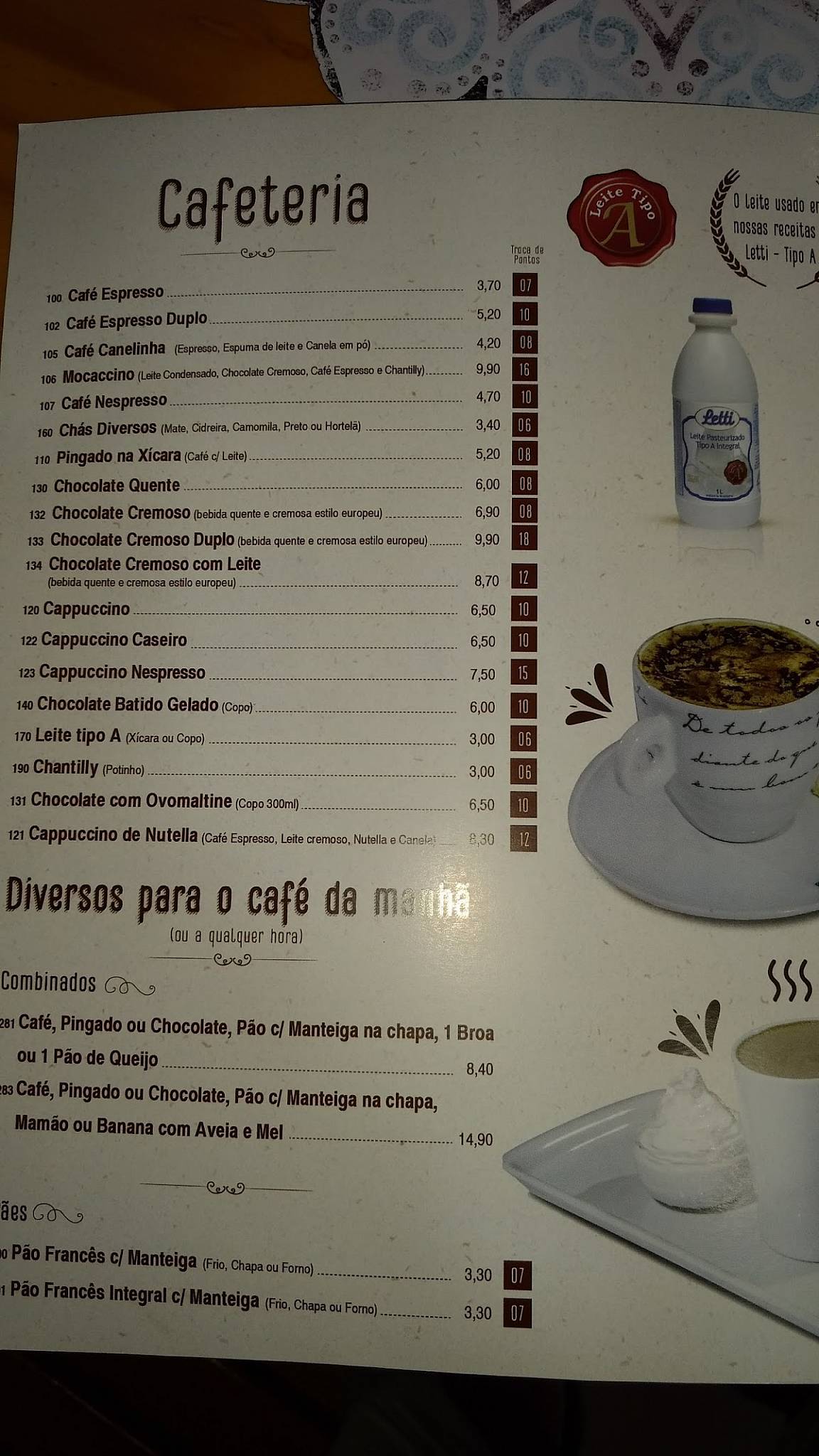 Zappa's Pães e Tentações - Belvedere cardápio