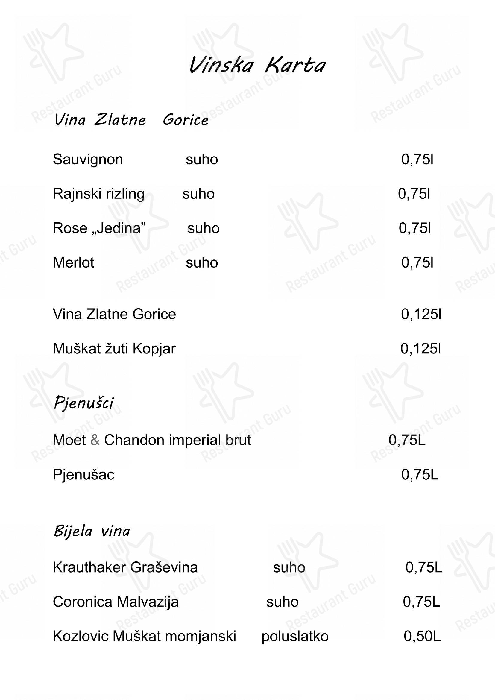 Zlatne Gorice in Varaždin Breg - 菜单