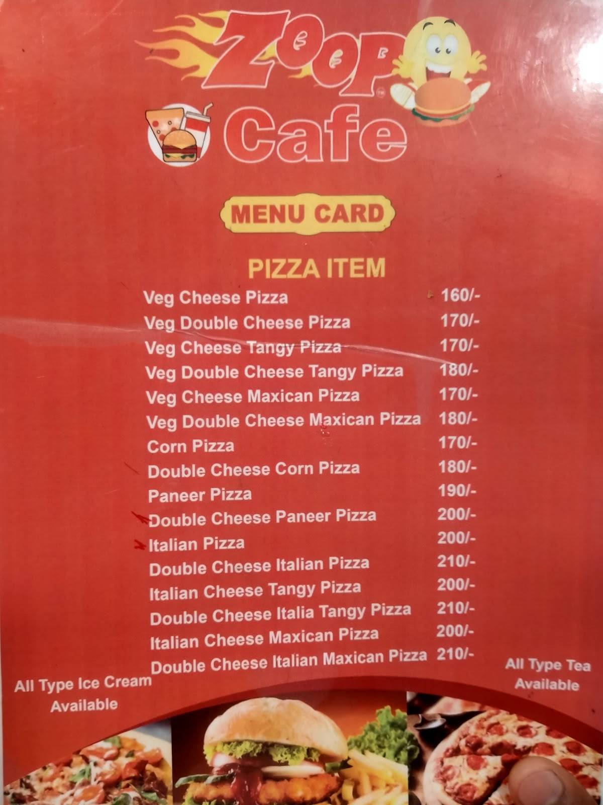 Zoop cafe menu